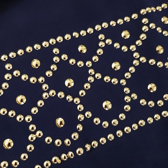 Lilly Pulitzer Womens Silk Navy Blue Gold Studded Dress Size L - Picture 3 of 10